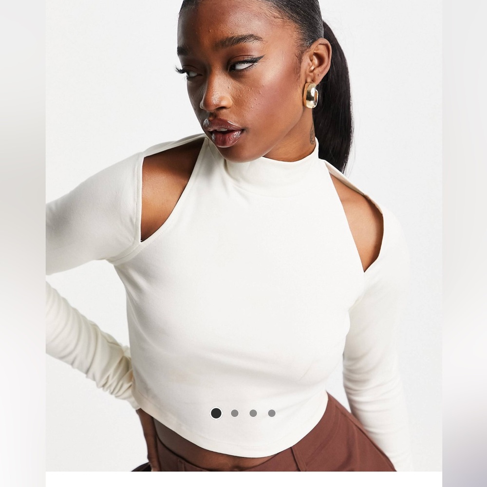 NA-KD X Sofia Coelho cut out detail top in off white